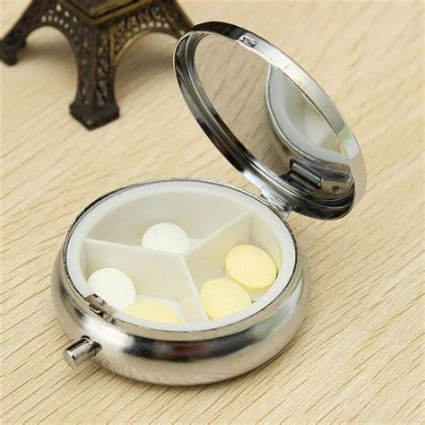 round metal pill box|dollar store metal pill containers.